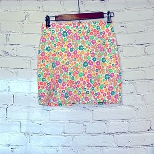 Wild Fable Pink Green Tan Flower Mini Skirt Size 0 Excellent Condition
